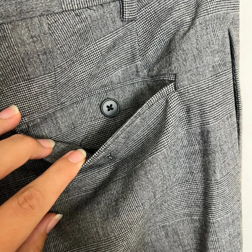 Calvin Klein Slim Fit Gray Glen Plaid Dress Pants Stretch Trousers 36x32